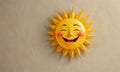 yellow sun face on wall Royalty Free Stock Photo