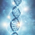 A stunning representation of DNA, showcasing its intricate double helix structure against a mesmerizing blue background
