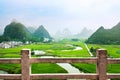 Stunning rice field view with karst formations China