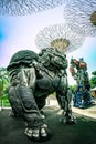 Stunning Rise Of The Beasts Transformers statues world tour on display by the Supertrees at the Silver Leaf Garden, Singapore.