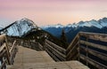 Sunset view of Banff Gondola Pathway on Sulphur Mountain at Banff National Park in Alberta, Canada