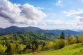 stunning rural landscape of carpathian mountains in evening light Royalty Free Stock Photo