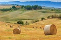 Stunning rural landscape with hay bales in Tuscany,Italy,Europe Royalty Free Stock Photo