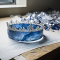 Blue Plastic Crown With Cyanotype Diamond Bracelet