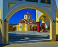 Stunning scene of a Greek Orthodox Monastery at Spili on the Greek Island of Crete Royalty Free Stock Photo