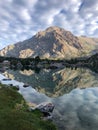 Stunning scenery of the majestic mountain, which is reflected in the lake