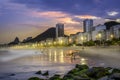 Copacabana beach sunset landscape, Praia Copacabana at dusk Travel Rio de Janeiro Brazil, scenic dramatic light photo Travelling B