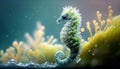 Enchanting Sea Horse in the Colorful Depths of the Vivid Reef. Generative AI Royalty Free Stock Photo