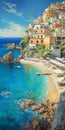 Romantic Seascape: Stunning Amalfi Coast Beach With Homes Royalty Free Stock Photo