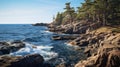 Hyperrealistic Rocky Shore: A Romanticized Depiction Of Wilderness