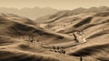 Stunning Sepia-toned Mountain Landscape: A Captivating Rural Life Depiction Royalty Free Stock Photo