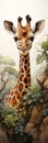 Stunning Serenity: A Majestic Giraffe Stands Tall in a Rocky Lan