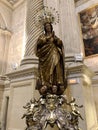 Stunning Seville Cathedral in Spain, inside - silver statue of Saint