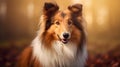 Realistic Collie Dog With Sunset Background - Hyper-detailed Rendering
