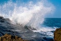 Stunning shot of crazy powerful sea waves crashing the rock formations - great for a cool background Royalty Free Stock Photo