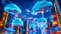 Futuristic Cityscape with Cloud Data Transfer Good Resolution Stock Photo Royalty Free Stock Photo