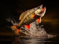 Stunning Shot of a Largemouth Bass Majestically Leaping out of the Water! Royalty Free Stock Photo