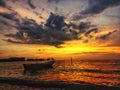 stunning shot of sunset on the beach.