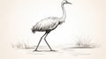 Minimalistic Crane Sketch: Classical Proportions With Eastern Brushwork