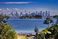 Stunning skyline of Sydney, Australia, taken from a lake. Royalty Free Stock Photo