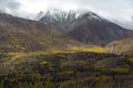 Snow Capped Mountain Autumn Alaska Highway Yukon Canada Royalty Free Stock Photo