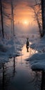 Stunning Snowy Forest Sunrise: Humorous Animal Scenes And Sparkling Water Reflections