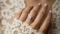Diamond Engagement Ring on Lace Royalty Free Stock Photo