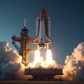 Rocket launch space shuttle exploration mission cosmos journey technology future travel Royalty Free Stock Photo