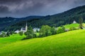 Stunning spring landscape with dark clouds,Gosau,Austria,Europe Royalty Free Stock Photo