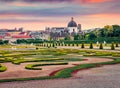 Stunning spring morning in famous Belvedere park, built by Johann Lukas von Hildebrandt for Prince Eugene of Savoy