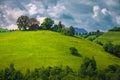 Stunning spring rural scenery with ranch on the hill, Romania Royalty Free Stock Photo