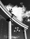 The stunning statue of a flutist in Irpin, Ukraine in black & white - Kyiv - Ukraine - Irpin