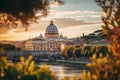 Golden Hour Majesty: St. Peters Basilica in Vatican City