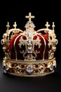 Royal English crown. Black background.