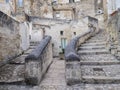 Stunning stone stairways in the ancient town of Matera, Basilicata region, southern Italy Royalty Free Stock Photo