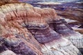 Stunning striped purple sandstone formations of Blue Mesa badlands in Petrified Forest National Park