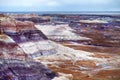 Stunning striped purple sandstone formations of Blue Mesa badlands in Petrified Forest National Park Royalty Free Stock Photo