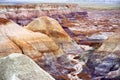 Stunning striped purple sandstone formations of Blue Mesa badlands in Petrified Forest National Park