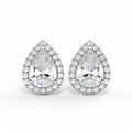 Stunning Stud Earrings With Halo Design And Drop-shaped Diamonds Royalty Free Stock Photo