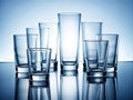 Stunning Studio Shot of Empty Glassware Collection Ideal for Product Catalogs and Websites Featuring Various Sizes Royalty Free Stock Photo