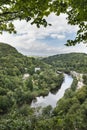 Stunning Summer landscape of view from Symonds Yat over River Wye in English and Welsh countryside Royalty Free Stock Photo