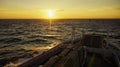 Stunning summer sunset from ferry boat from Zakynthos to Kefalonia islands