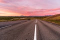 Beautiful sunset over a winding mountain road Royalty Free Stock Photo