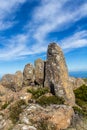 Rugged summit of Mount Wellington with dolerite boulders