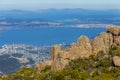 Stunning summit of Mount Wellington overlooking Hobart and the Derwent river Royalty Free Stock Photo