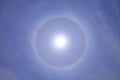 Beautiful and stunning sun halo with deep blue sky on sunny day