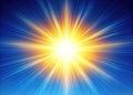 Stunning Sunburst Light Effect Against a Vibrant Blue Sky A Captivating Display of Bright Colors and Sharp Lighting Royalty Free Stock Photo