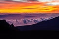 Stunning sunrise at Haleakala National Park summit over volcanic craters