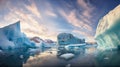 Stunning Sunrise Iceberg: A Panoramic Impressionist Photographic Montage Royalty Free Stock Photo