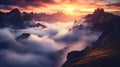 Stunning Sunrise Landscape Photography With Majestic Mountain Clouds Royalty Free Stock Photo